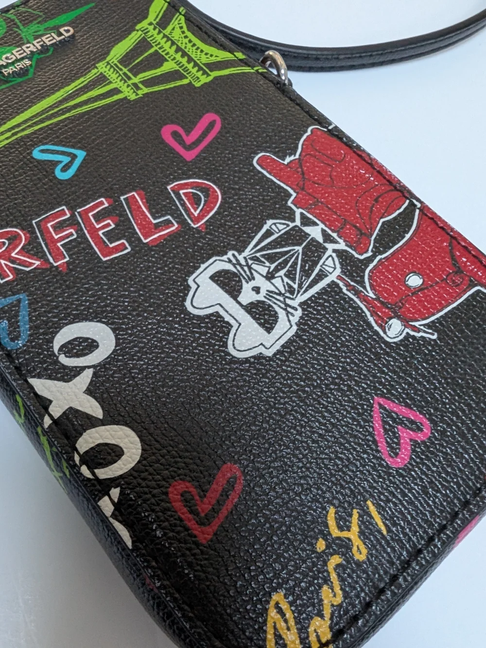 Karl Lagerfeld Black Graffiti Crossbody Phone Pouch